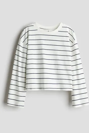 H&M Katoenen tricot top met lange mouwen