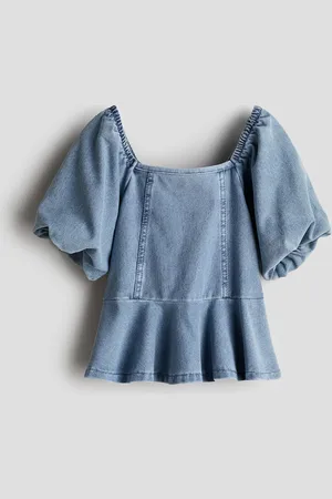H&M Peplumblouse met denimlook
