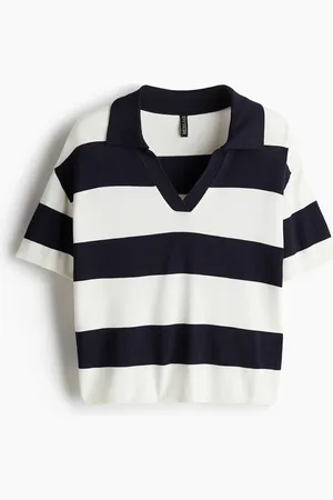 H&M Fijngebreide oversized polotop