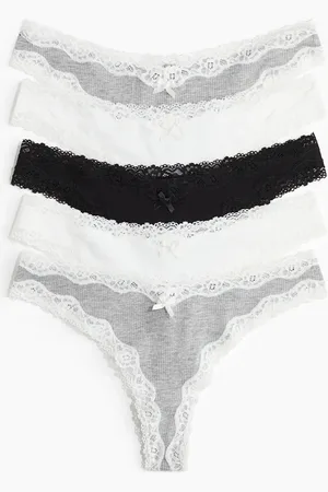 H&M Set van 5 slips van katoen en kant - Brazilian