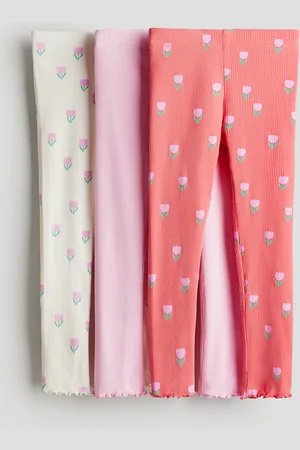 H&M Set van 3 geribde leggings van katoen