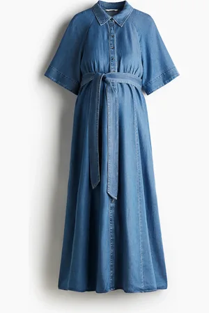 H&M MAMA Denim jurk met strikceintuur