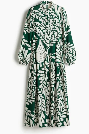 H&M Maxi-jurk met pofmouwen