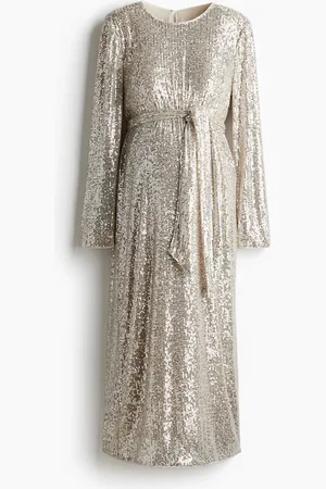 H&M MAMA Paillettenjurk met strikceintuur