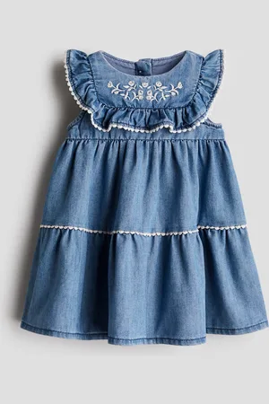 H&M Denim jurk met geborduurde details