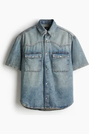 H&M Denim overhemd met korte mouwen - Loose Fit
