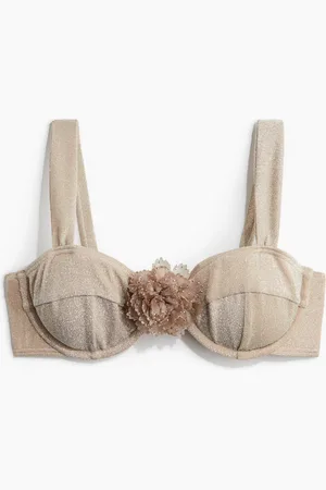 H&M Bikini Top With Flower Trim