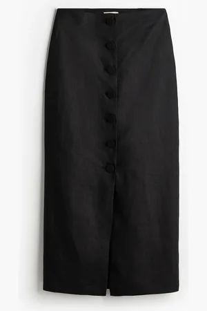 H&M Linnen rok met knoopsluiting