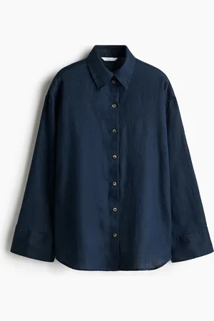 H&M Oversized linnen overhemdblouse
