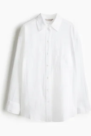 H&M Oversized linnen overhemdblouse