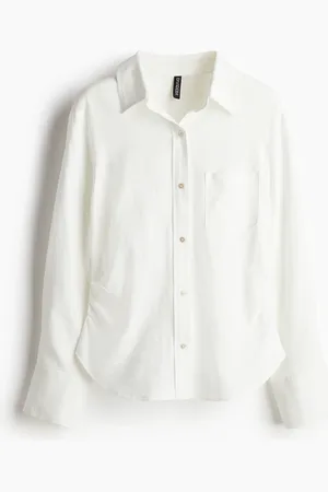 H&M Overhemdblouse van linnenmix met rimpeleffect