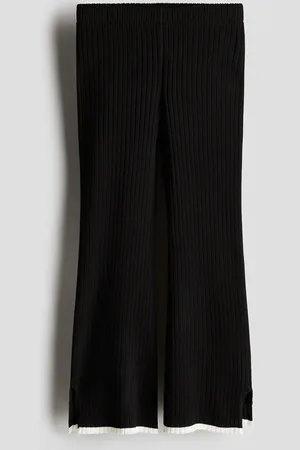 H&M Ribgebreide flared broek