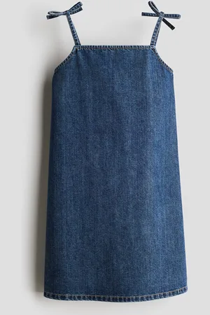 H&M Denim jurk met strikbandjes