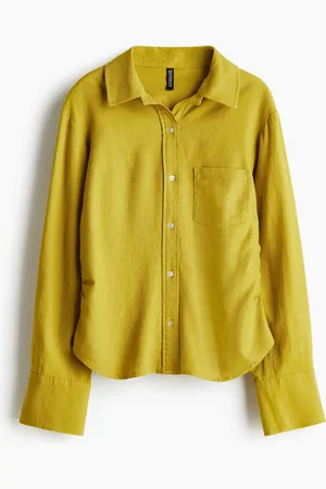 H&M Overhemdblouse van linnenmix met rimpeleffect