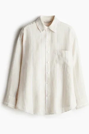 H&M Oversized linnen overhemdblouse
