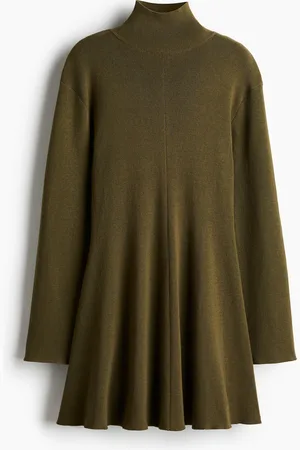 H&M Fijngebreide jurk met turtleneck