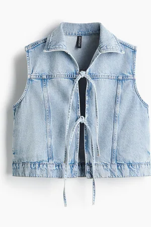 H&M Denim gilet met strikbandjes