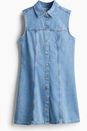 H&M Mouwloze denim overhemdjurk