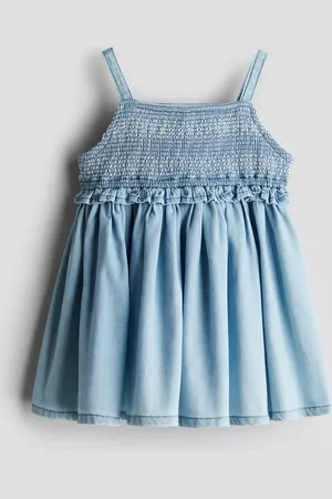 H&M Denim jurk met smokwerk