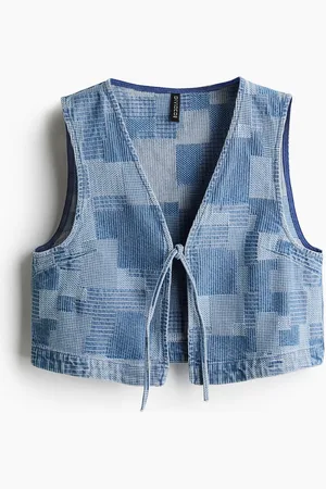 H&M Denim gilet met patchworklook