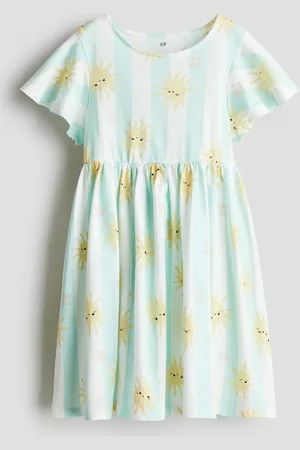 H&M Katoenen jurk met volantmouwtjes