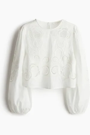 H&M Katoenen blouse met broderie anglaise