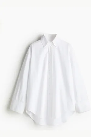 H&M Katoenen overhemdblouse met sierstiksel