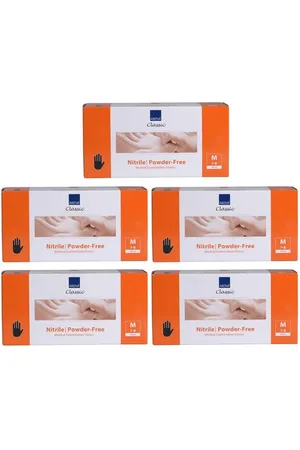 Abena 5x Nitril-Handschoenen Classic poedervrij Maat M 100st