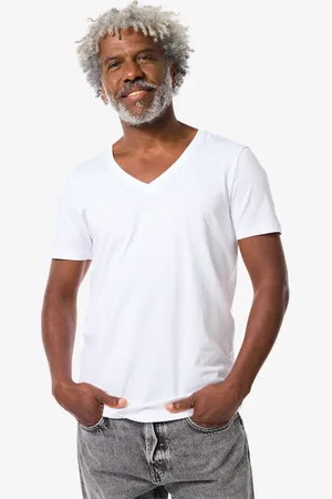 HEMA Heren T-shirt Slim Fit Diepe V-hals