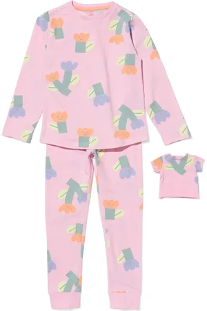 HEMA Kinderpyjama Bloem + Poppenpyjama