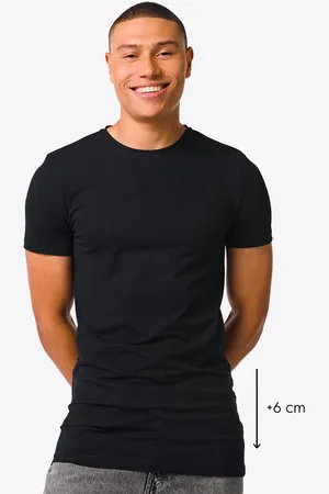 HEMA Heren T-shirt Slim Fit O-hals Extra Lang