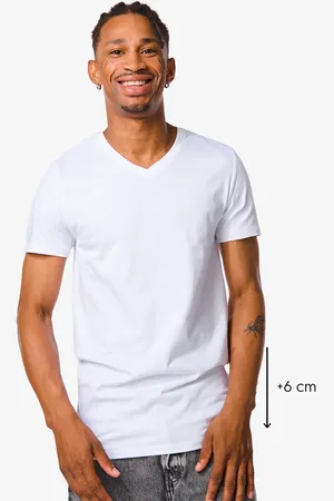 HEMA Heren T-shirt Regular Fit V-hals Extra Lang - 2 Stuks