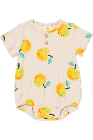 HEMA Newborn Romper Rib Katoen Met Stretch Citroenen