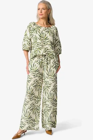 HEMA Damesbroek Sally Wide Leg Bladeren