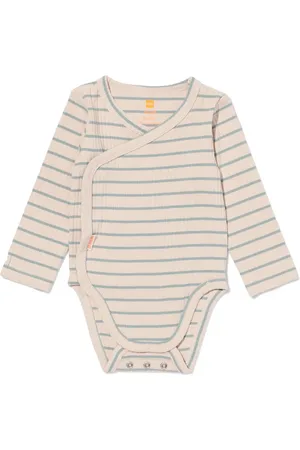 HEMA Newborn Meegroei Overslagromper Rib Met Bamboe Stretch Strepen