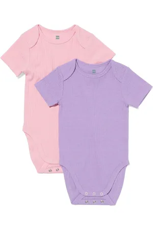 HEMA Meegroei Rompers Rib Bamboe Met Stretch Dieren - 2 Stuks
