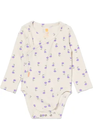 HEMA Newborn Meegroei Overslagromper Rib Met Bamboe Stretch Bloemen