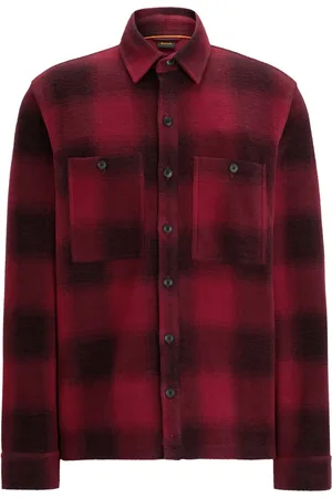 HUGO BOSS Overshirt met glencheck-motief