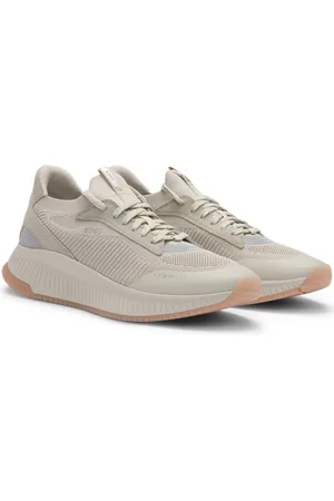 HUGO BOSS Runner sneakers van mesh met suède details