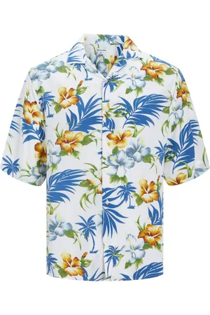 JACK & JONES Overhemd met korte mouwen met bloemenmotief en resortkraag