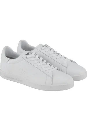 Emporio Armani Low top sneakers van glad leer met logo met reliëf