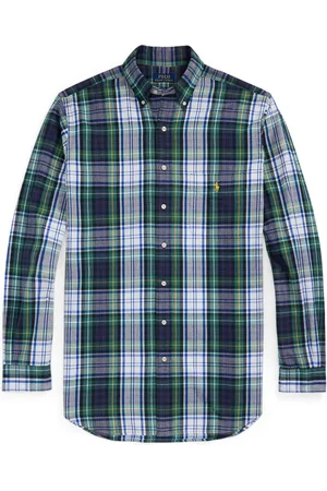 Ralph Lauren Licht flanellen overhemd met check-motief en borstzak