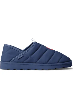 Ralph Lauren Gewatteerde pantoffels met teddybontvoering en poloruiter-borduursel