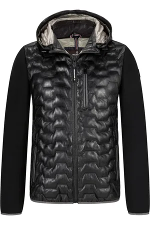 Milestone Leren jas met doorgestikt patroon en softshell inzetstukken