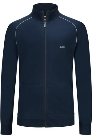 HUGO BOSS Licht Homewear sweatvest met logo-borduursel