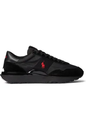 Ralph Lauren Sneakers in een materiaalmix met Polo ruiterlog-borduursel