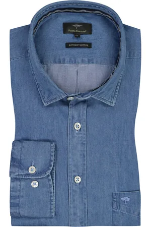 Fynch-Hatton Jeans overhemd van katoen met logo-borduursel