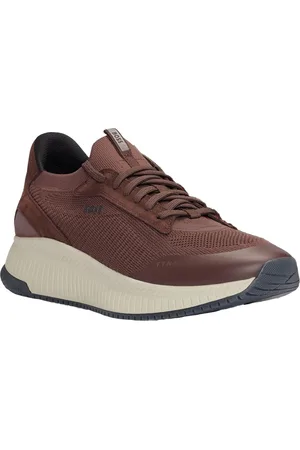 HUGO BOSS Runner sneakers van mesh met suède details