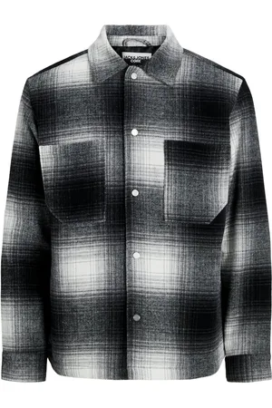JACK & JONES Overshirt van flanelstof met glencheck-patroon en wattering