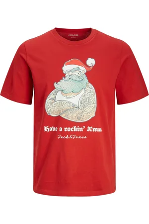 JACK & JONES T-shirt met kerstprint op de voorkant